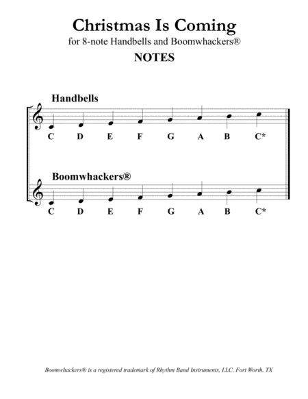 Christmas Is Coming for 8-note Bells and Boomwhackers® (with Black and White Notes) image number null