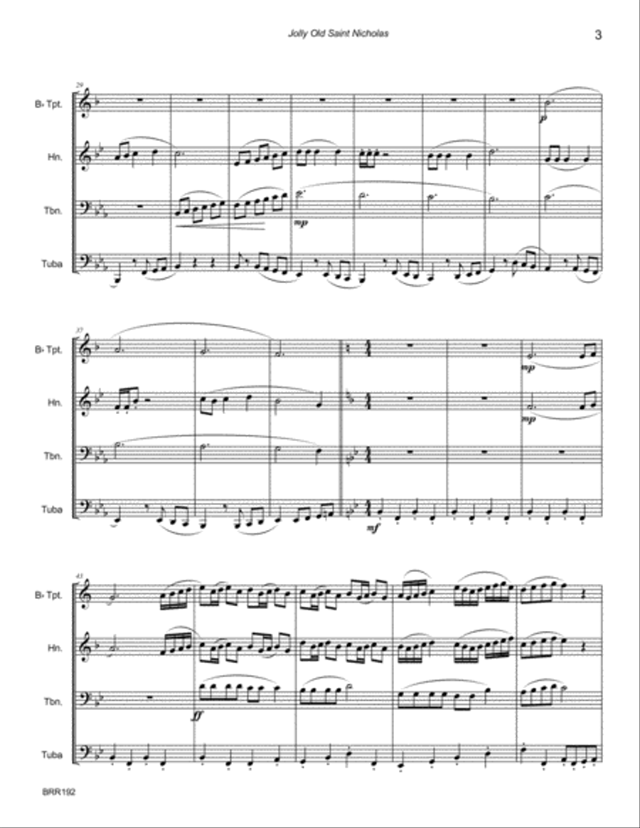 JOLLY OLD SAINT NICHOLAS for unaccompanied BRASS QUARTET Brass Quartet scores gallery preview page 3