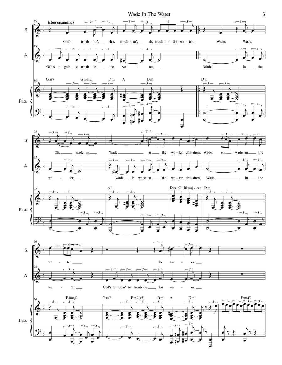 Wade In The Water (for 2-part choir - (SA) SA scores gallery preview page 3