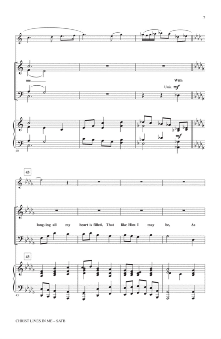 Christ Lives In Me 4-Part scores gallery preview page 6