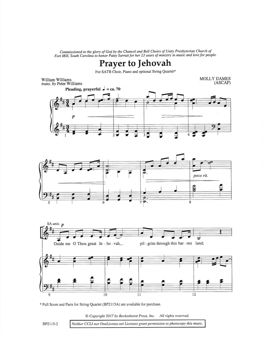 Prayer to Jehovah 4-Part scores gallery preview page 2