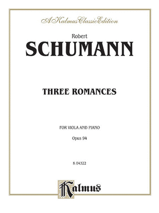 Book cover for Three Romances, Op. 94