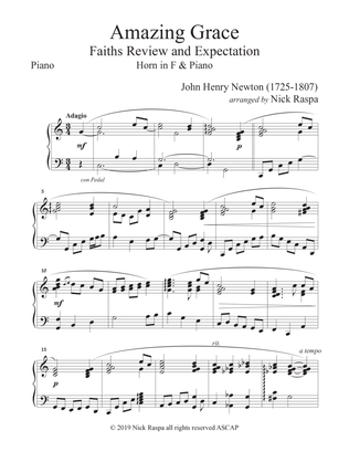 Book cover for Amazing Grace (Horn in F and Piano) Piano part