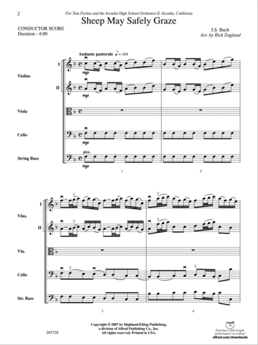 Sheep May Safely Graze String Orchestra scores gallery preview page 2