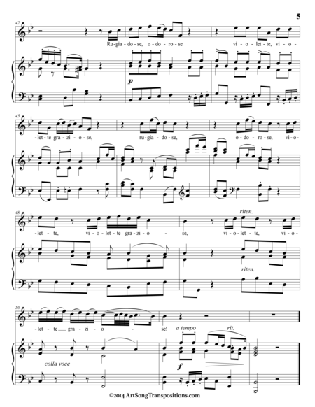 Le Violette (in 6 keys: B-flat, A, A-flat, G, G-flat, F major)