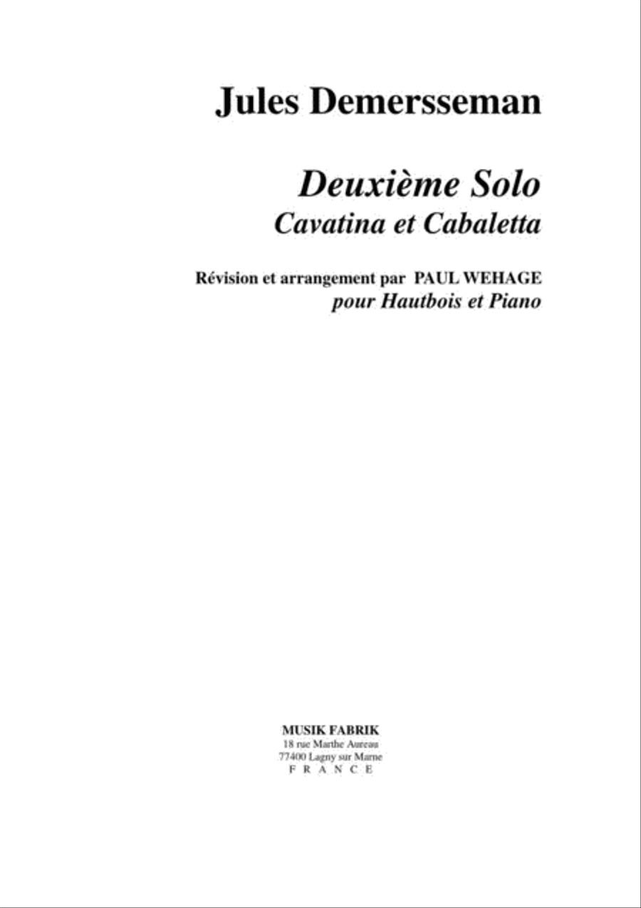 Deuxieme Solo : Cavatina et Cabaletta Piano scores gallery preview page 1