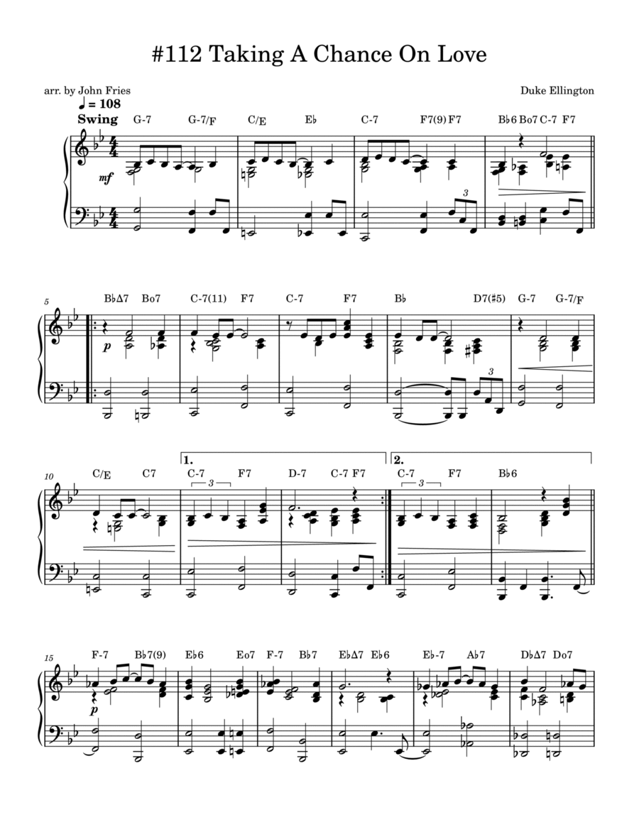 Taking A Chance On Love Piano Solo scores gallery preview page 1