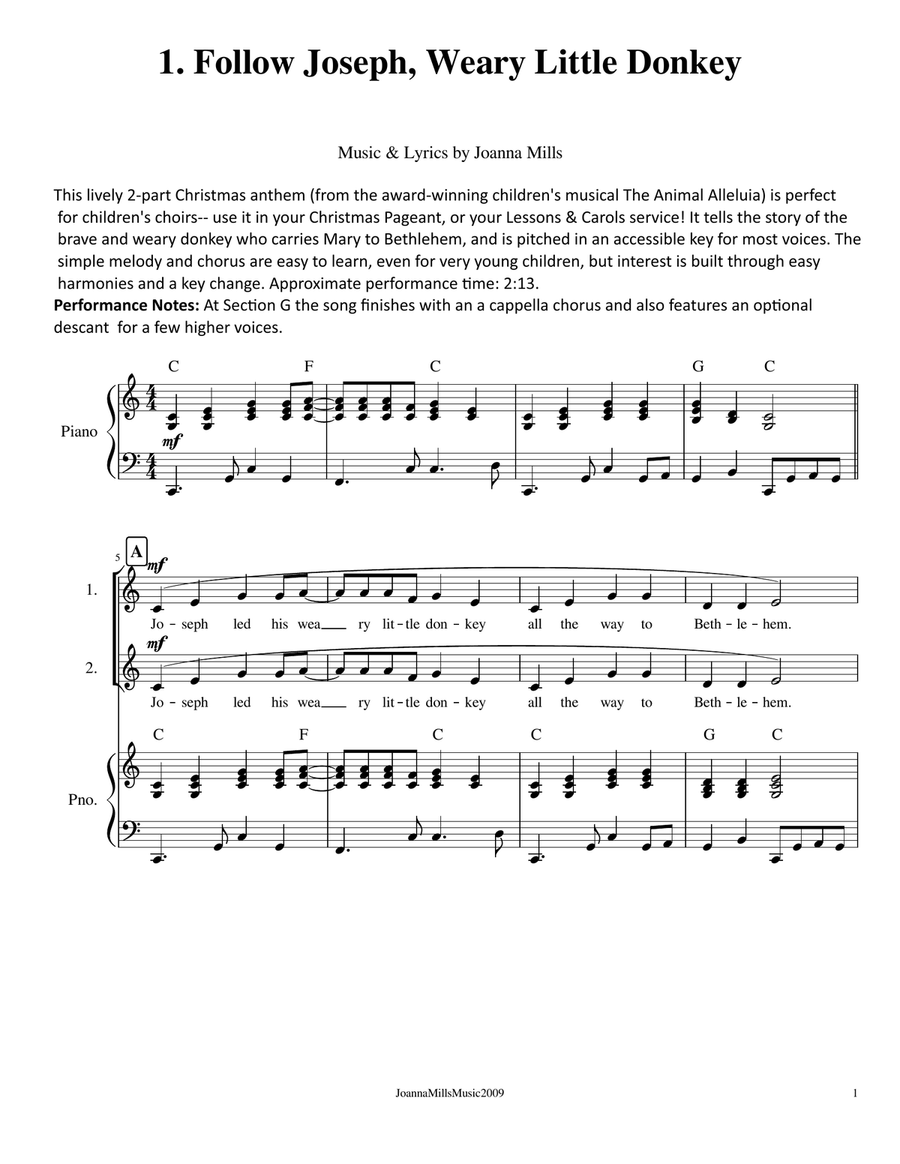 6 Easy Original Christmas Anthems for 2-Part Children's Choir 2-Part scores gallery preview page 3