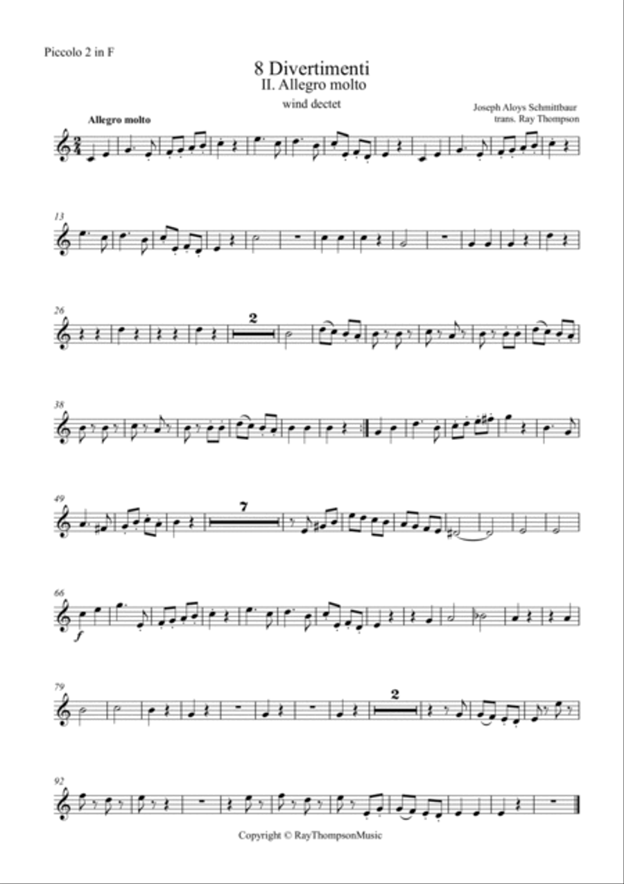 Schmittbaur: Divertimenti No.2 Allegro Molto Woodwind Quintet scores gallery preview page 6