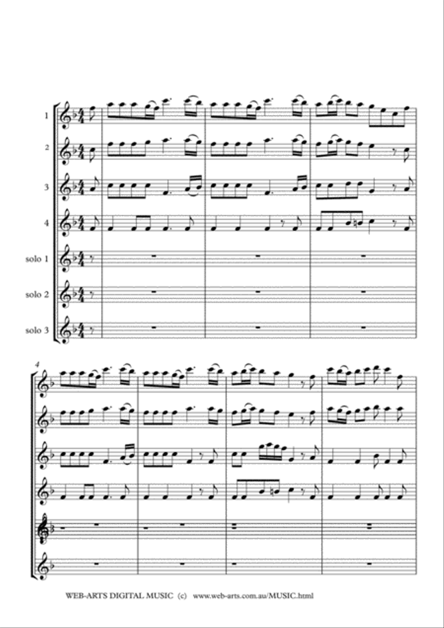SPRING from THE SEASONS for 7 flutes - VIVALDI Woodwind Ensemble scores gallery preview page 2