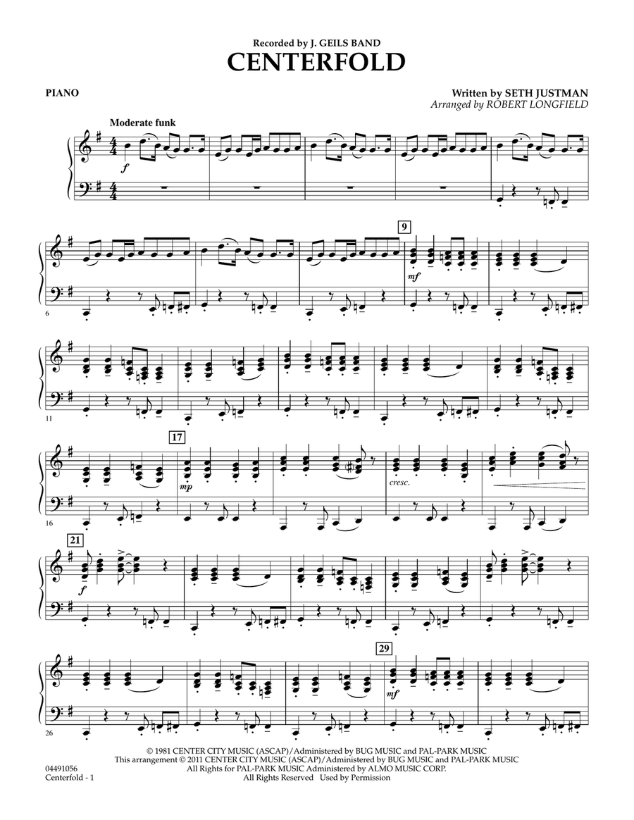 Centerfold - Piano Orchestra scores gallery preview page 1