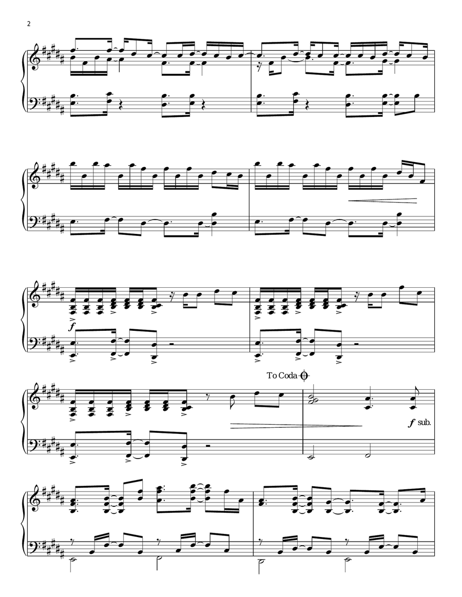 A Thousand Miles Piano Solo scores gallery preview page 2