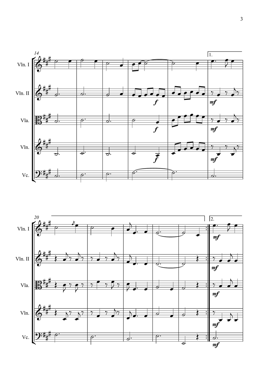 A Pheigi a ghraidh (Peggy my love) String Quartet scores gallery preview page 3