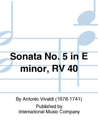 Book cover for Sonata No. 5 In E Minor, Rv 40