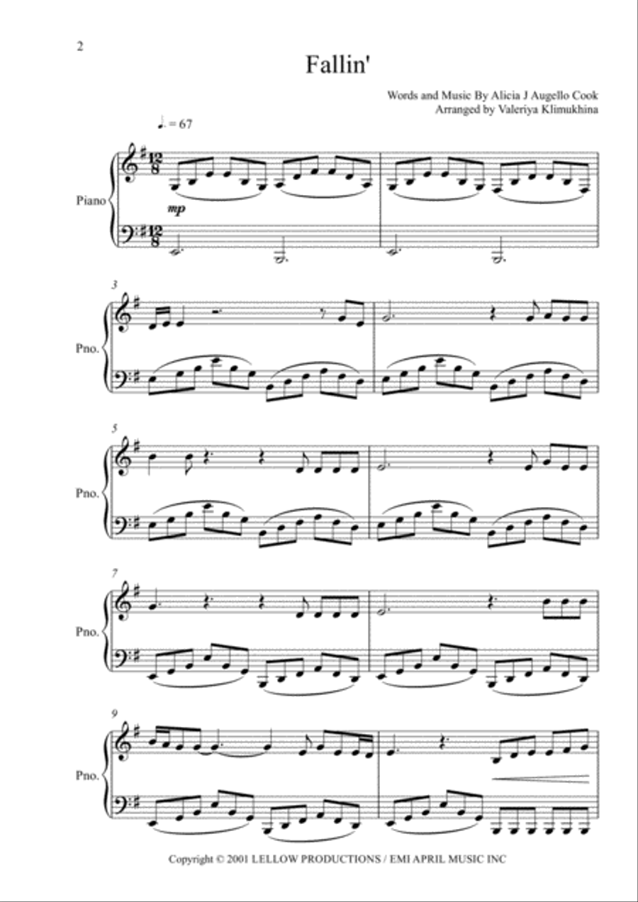 Fallin' Easy Piano scores gallery preview page 2
