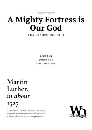 Book cover for A Mighty Fortress is Our God by Luther for Saxophone Trio