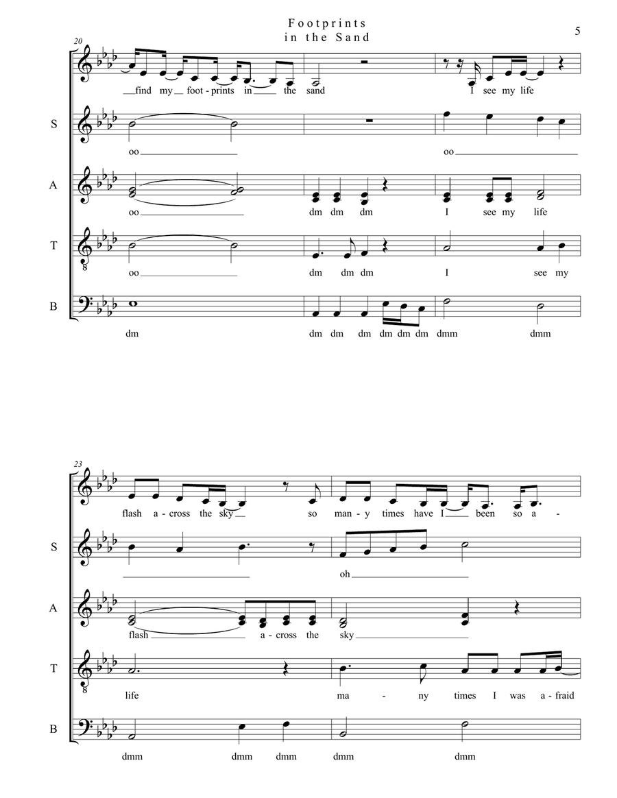 Footprints In The Sand 4-Part scores gallery preview page 5