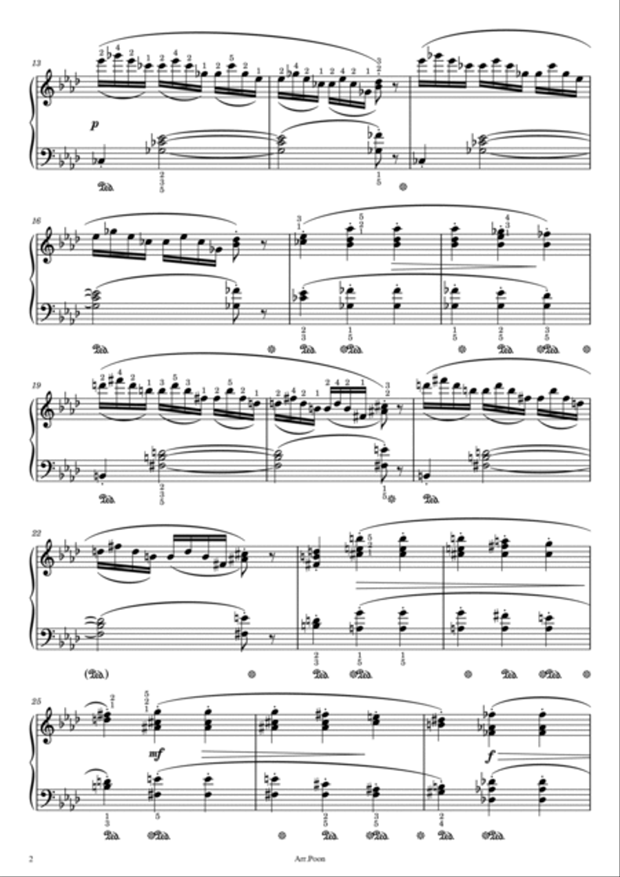 Schubert - 4 Impromptus in A♭ Major - Op.90 D.899 No.4 - Original With Fingered Piano Solo scores gallery preview page 2