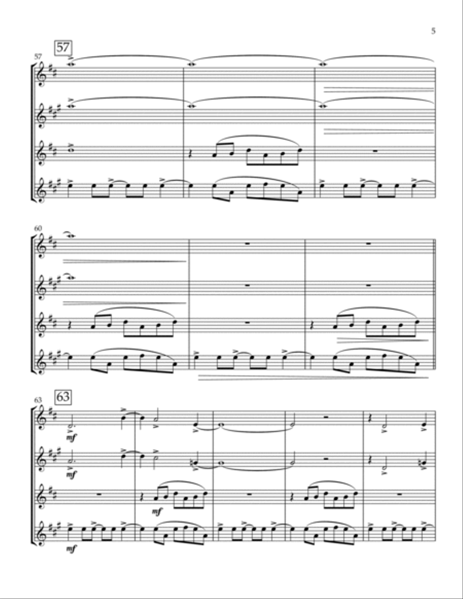 Fanfare For Four Fanfare For Four Saxophone Quartet scores gallery preview page 5