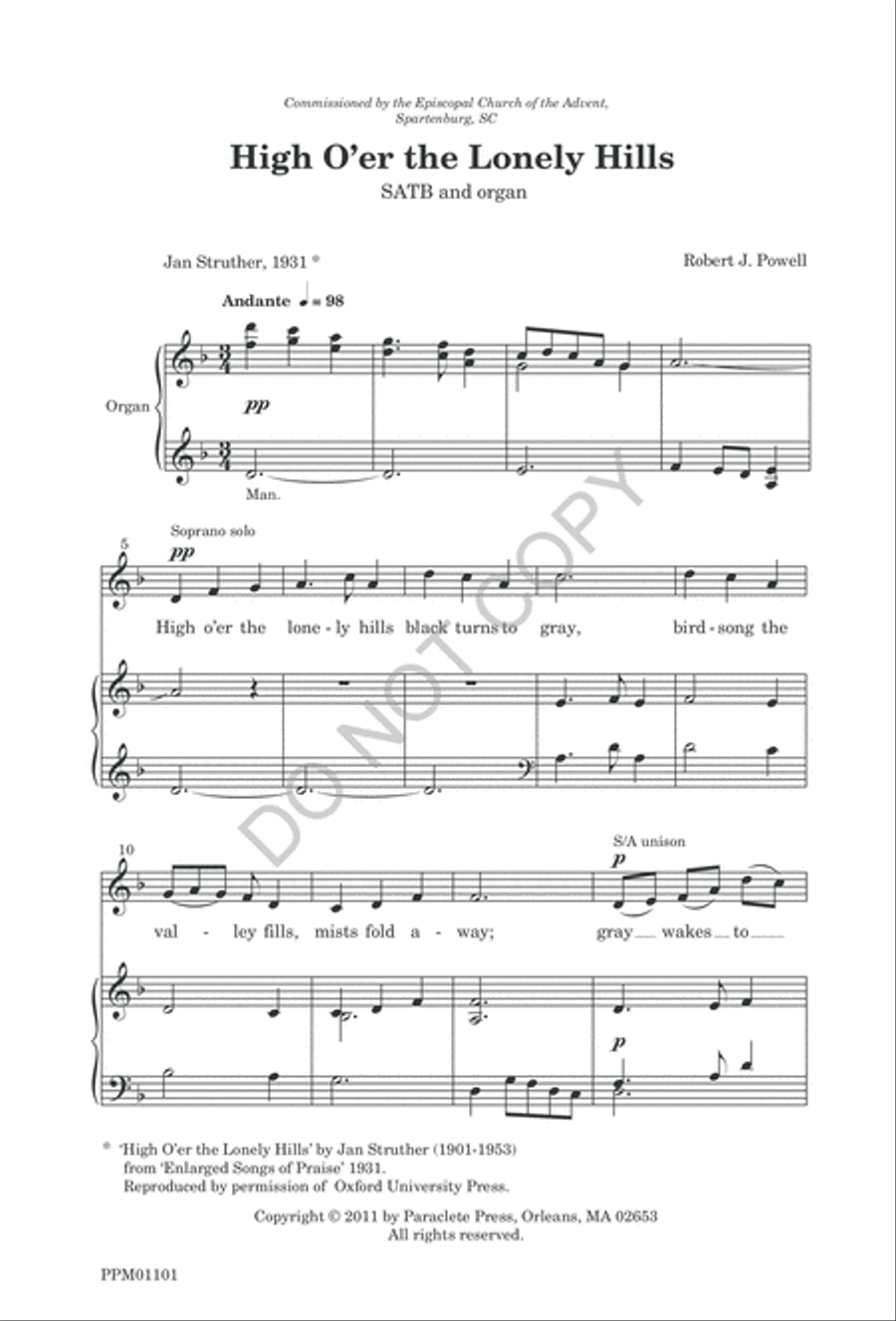 High O'er the Lonely Hills 4-Part scores gallery preview page 4