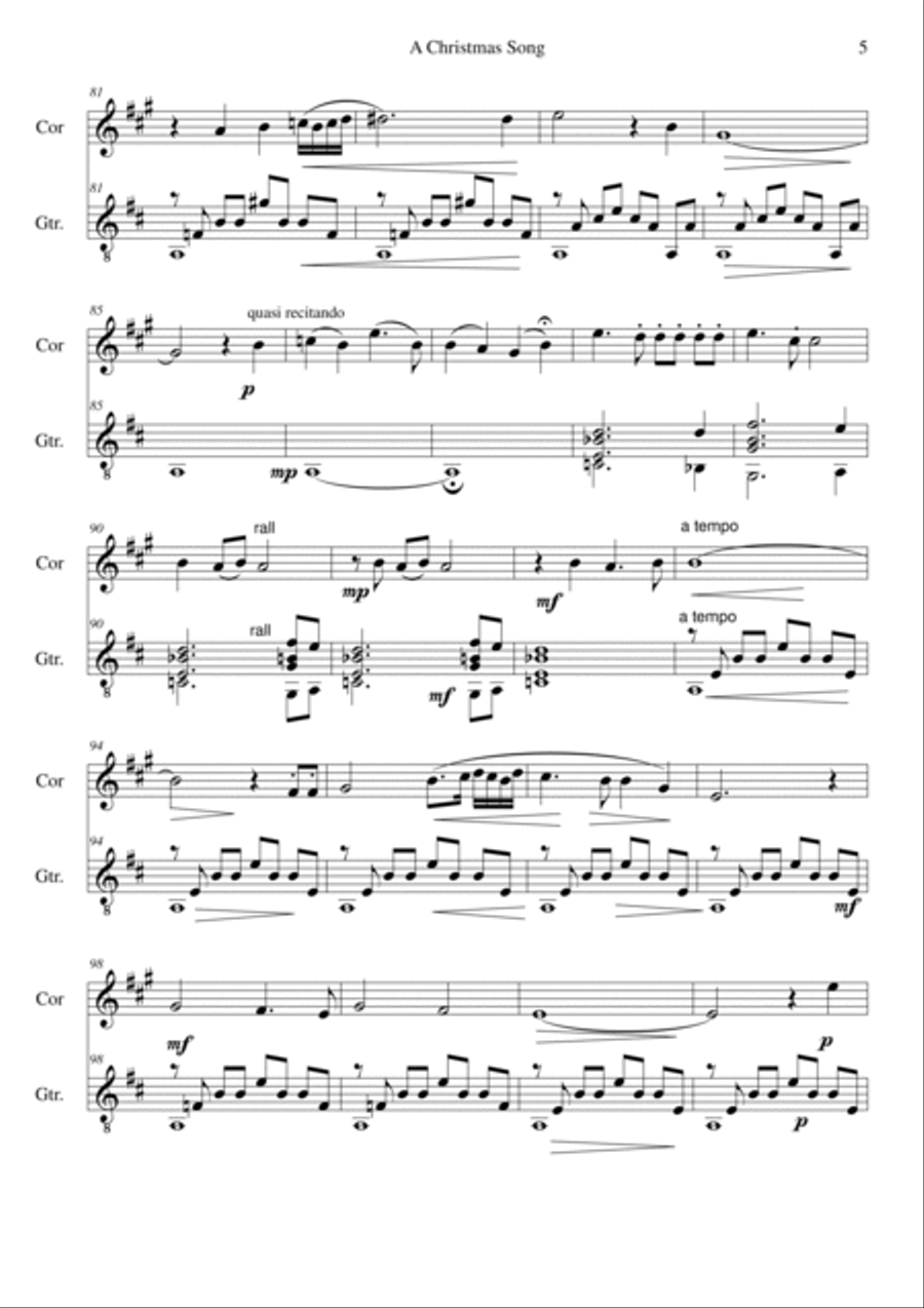 A Christmas Song for cor anglais and guitar English Horn scores gallery preview page 5