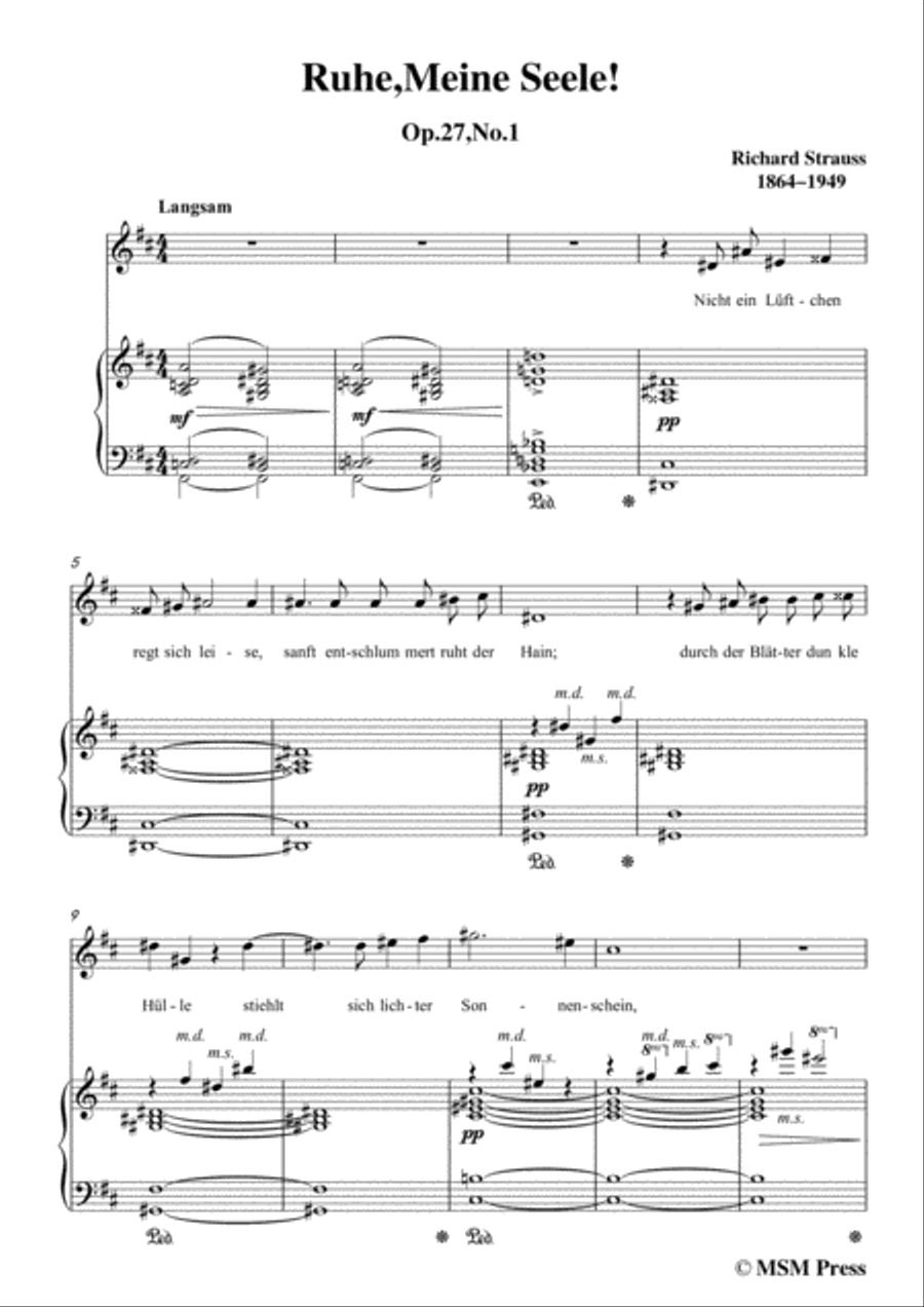 Richard Strauss-Ruhe,Meine Seele! In D Major,for Voice and Piano Voice Solo scores gallery preview page 3