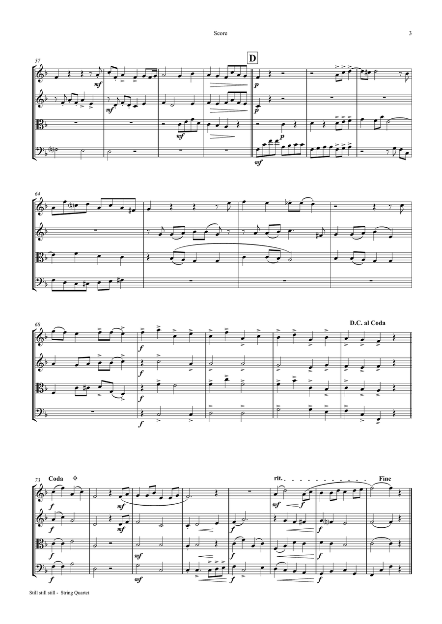 Still Still Still - Christmas song - String Quartet String Quartet scores gallery preview page 3