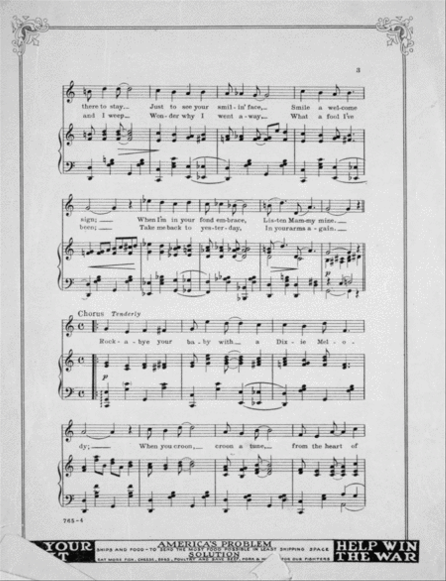 Rock-a-Bye Your Baby With a Dixie Melody Voice scores gallery preview page 3