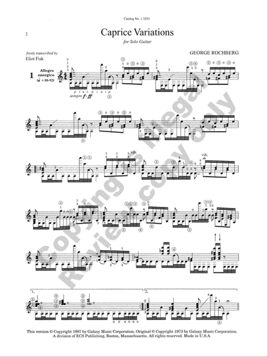 Caprice Variations Classical Guitar scores gallery preview page 17