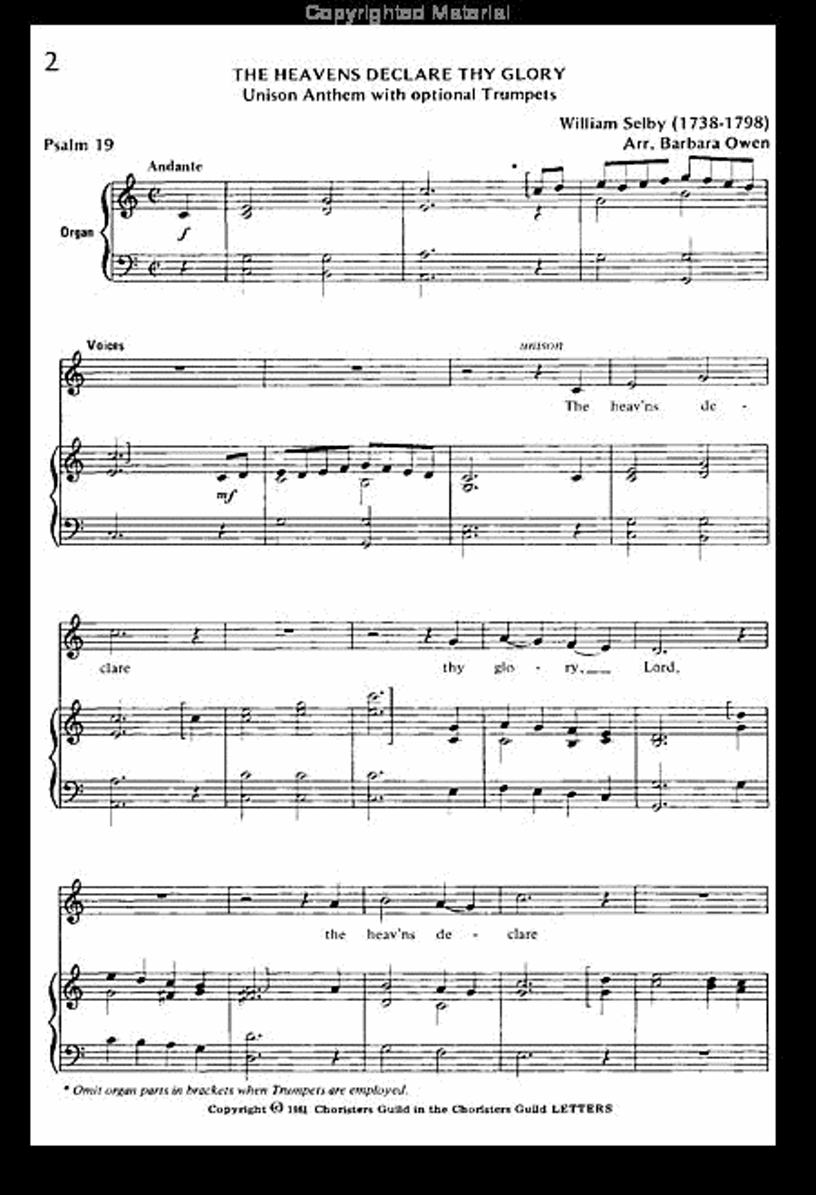 The Heavens Declare Thy Glory (Unison/Two-part) Unison Choir scores gallery preview page 2