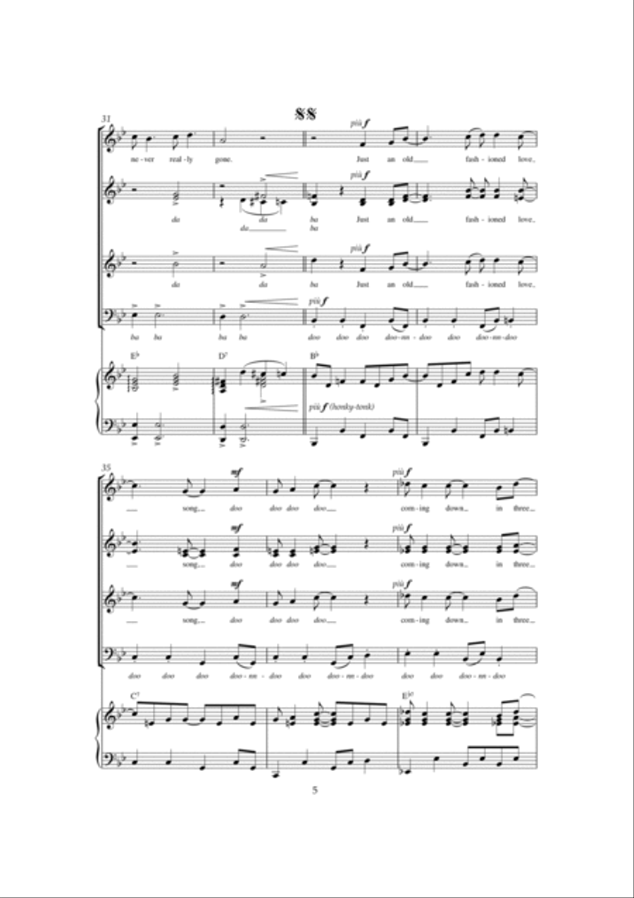 An Old Fashioned Love Song 4-Part scores gallery preview page 5