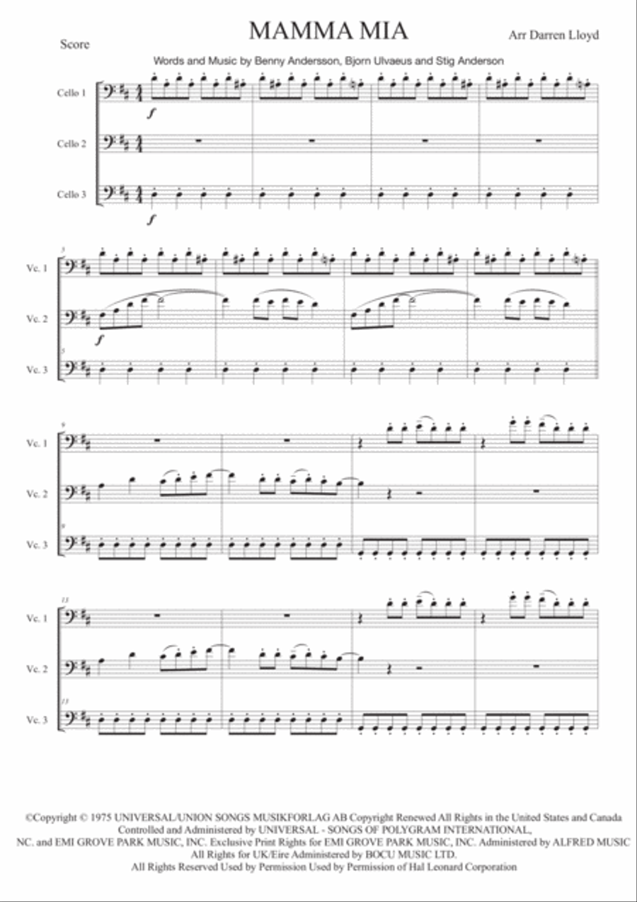 Mamma Mia String Trio scores gallery preview page 1