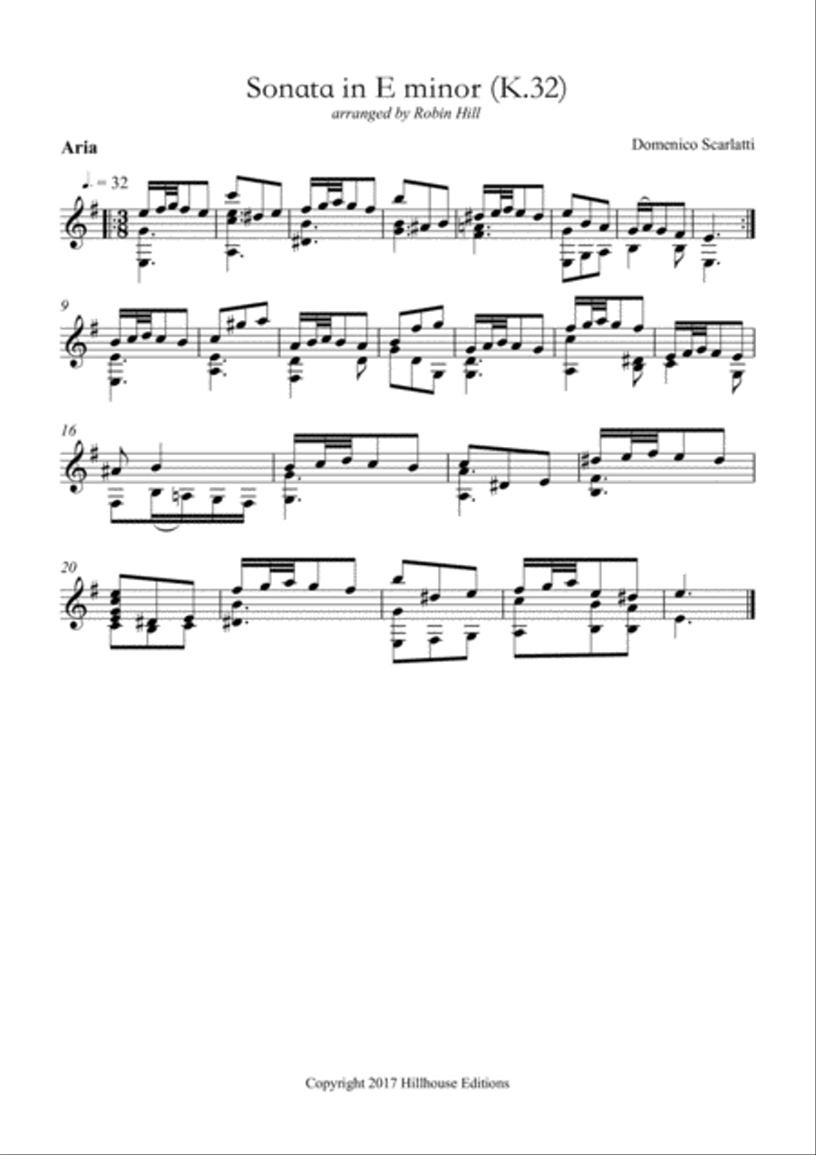 Sonata in E minor (for solo guitar) Classical Guitar scores gallery preview page 1