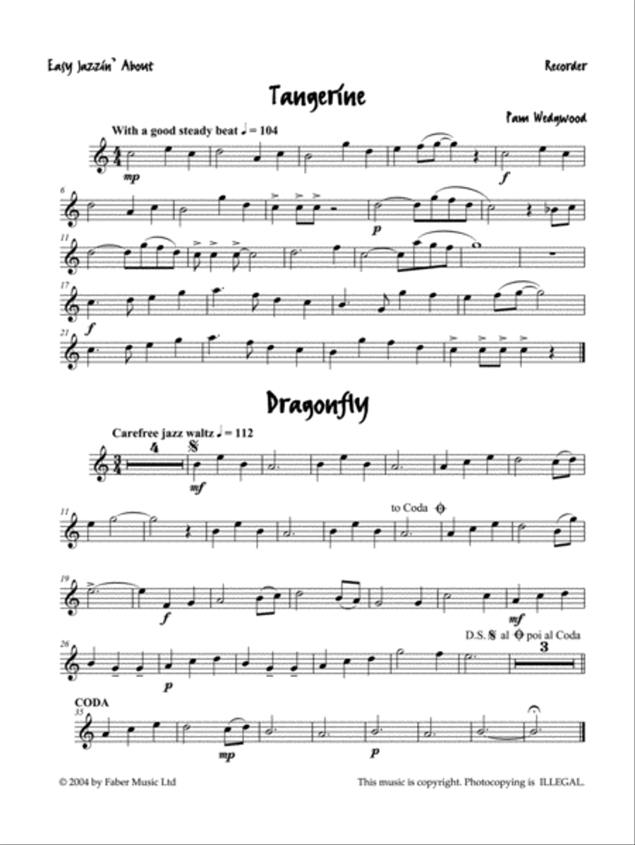 Easy Jazzin' About -- Fun Pieces for Recorder