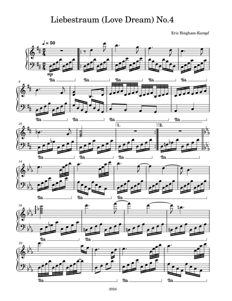 Liebestraum (Love Dream) No. 4 Piano Solo scores gallery preview page 1