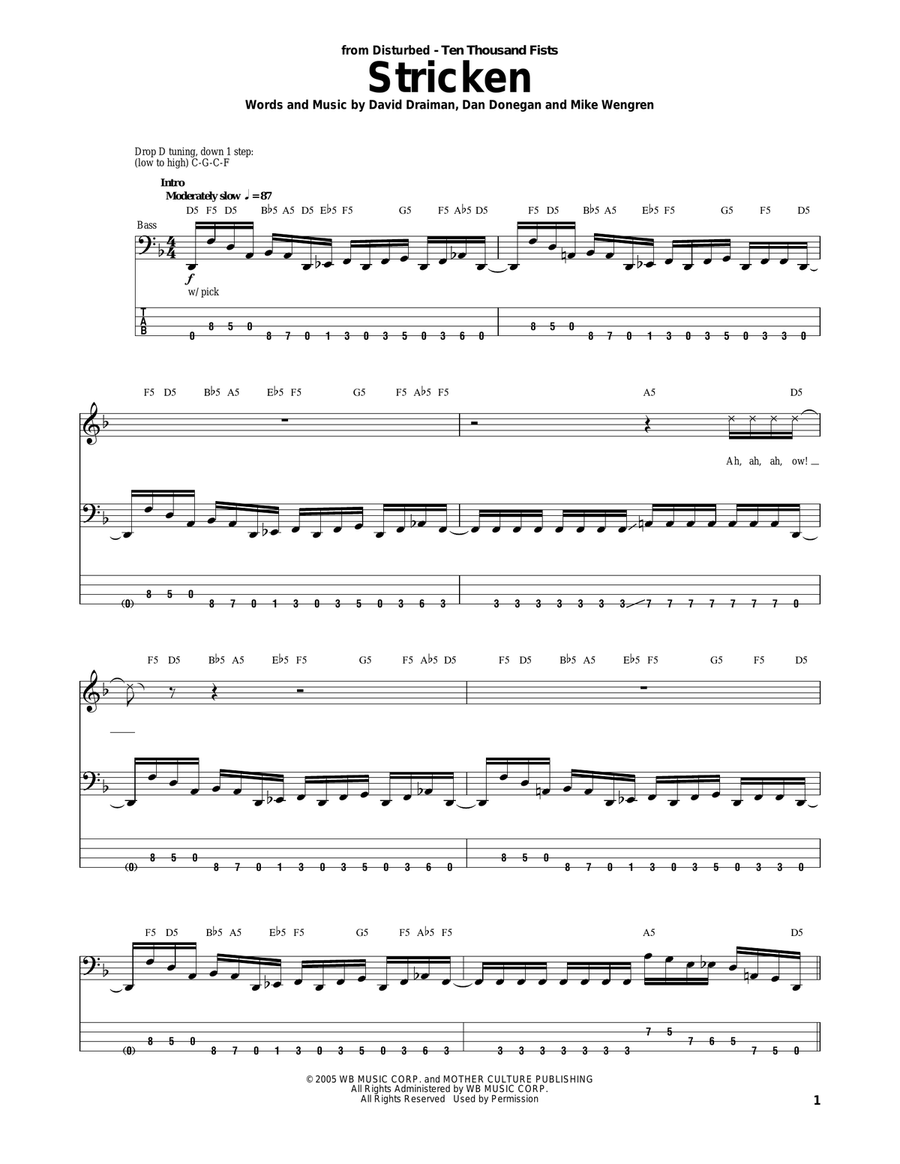 Stricken Acoustic Guitar scores gallery preview page 1