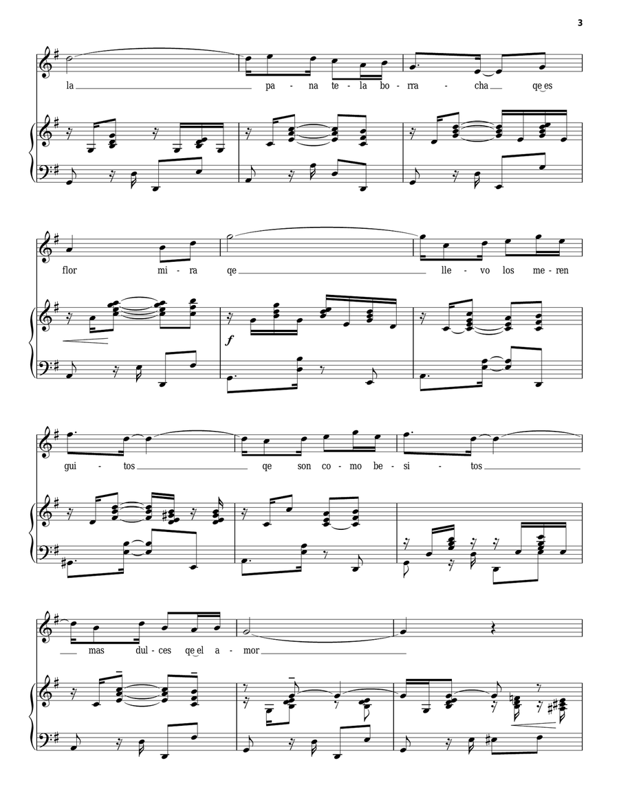 El Dulcero Piano, Vocal scores gallery preview page 3