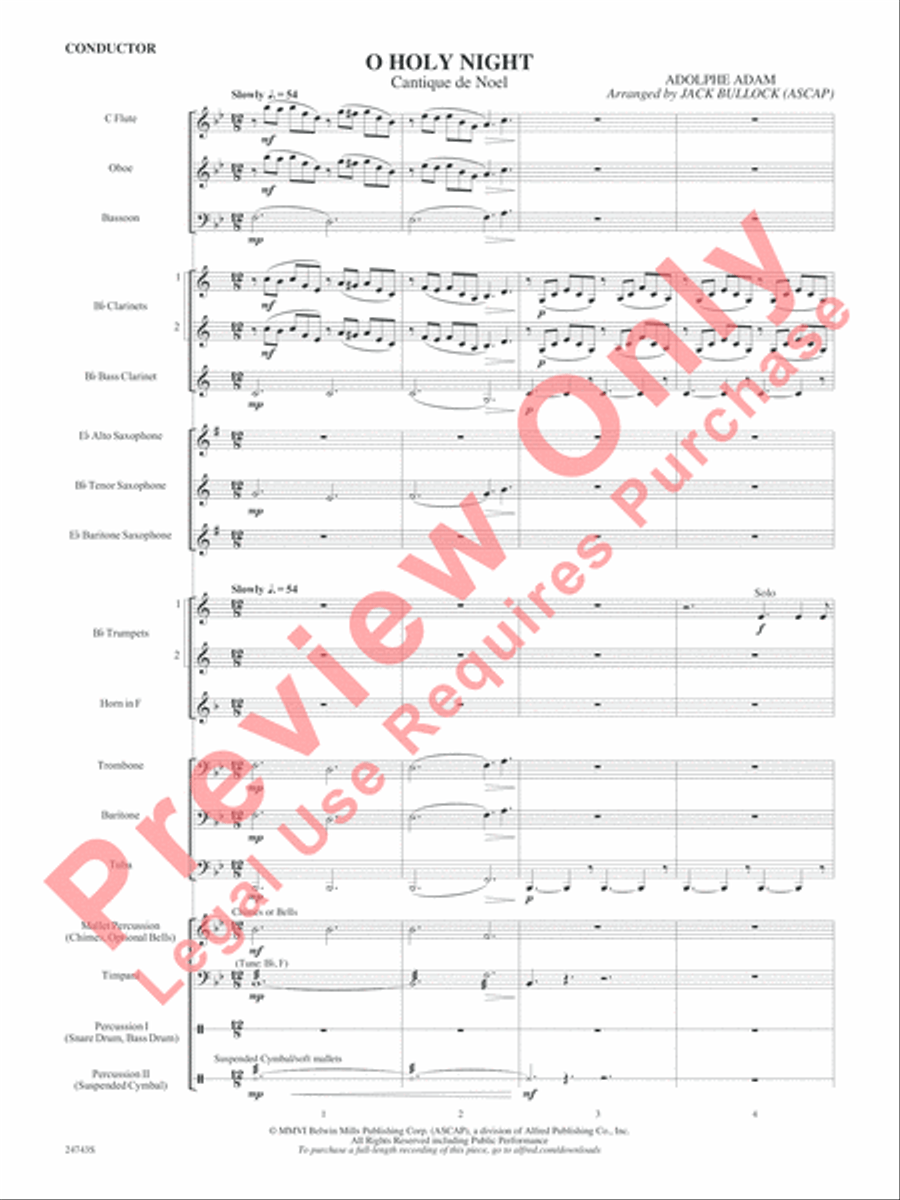 O Holy Night (Cantique de Noel) Concert Band scores gallery preview page 3