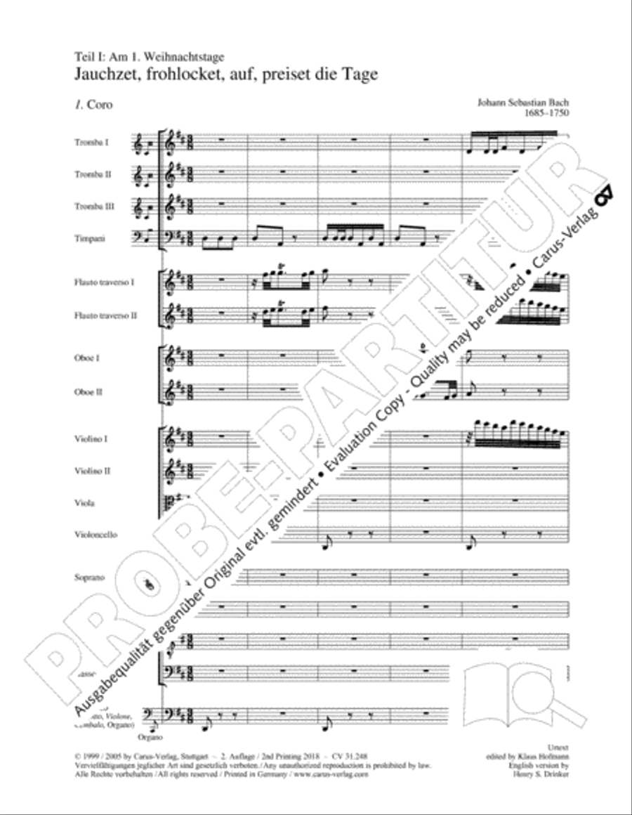 Christmas oratorio (Weihnachtsoratorium, Teile I-III) 4-Part scores gallery preview page 12