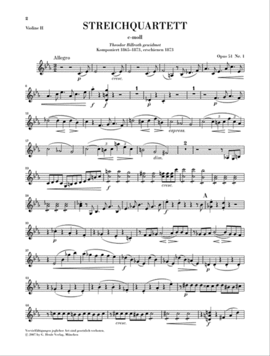 String Quartets op. 51/1&2 String Quartet scores gallery preview page 3