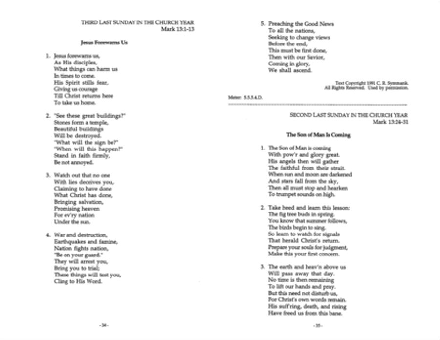 The Gospel Narrative Hymns for the Pentecost Season Series B Collection / Songbook scores gallery preview page 7