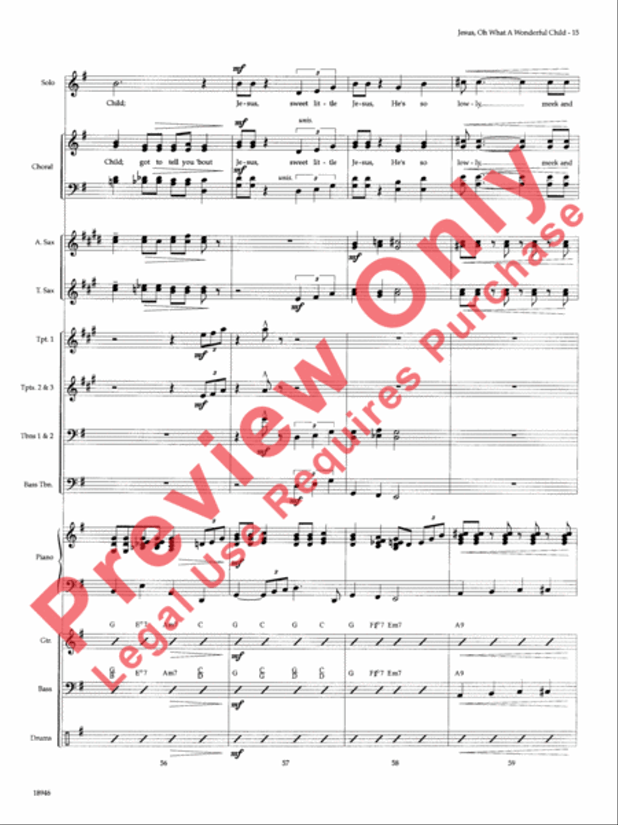 Jesus, Oh What a Wonderful Child Choir scores gallery preview page 16