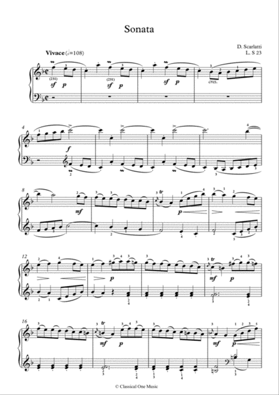 Scarlatti-Sonata in F-Major L.S23 K.522(piano) Piano Solo scores gallery preview page 2