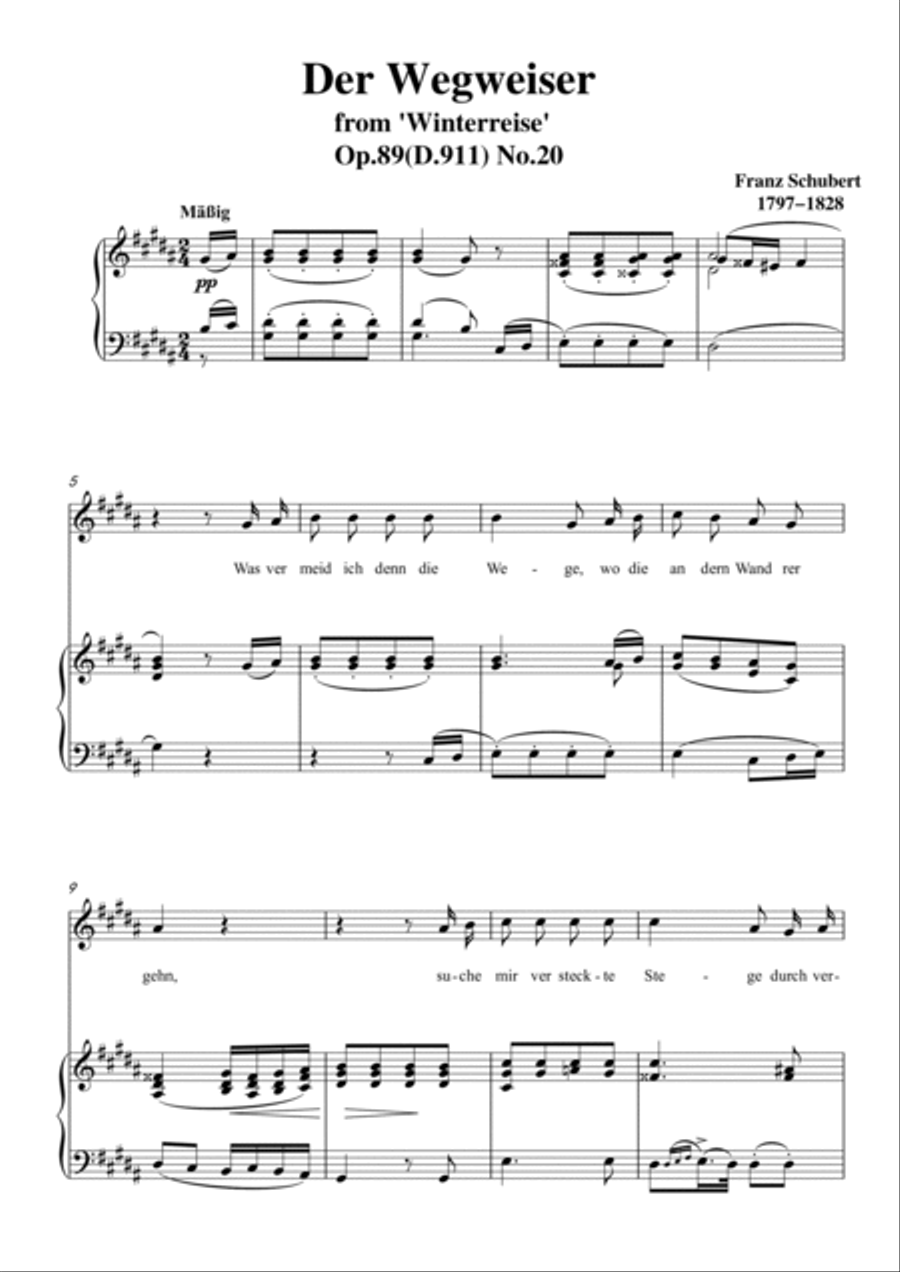 Schubert-Der Wegweiser,from 'Winterreise',Op.89(D.911) No.20 in #G minor,for Vocal and Pno Voice scores gallery preview page 2