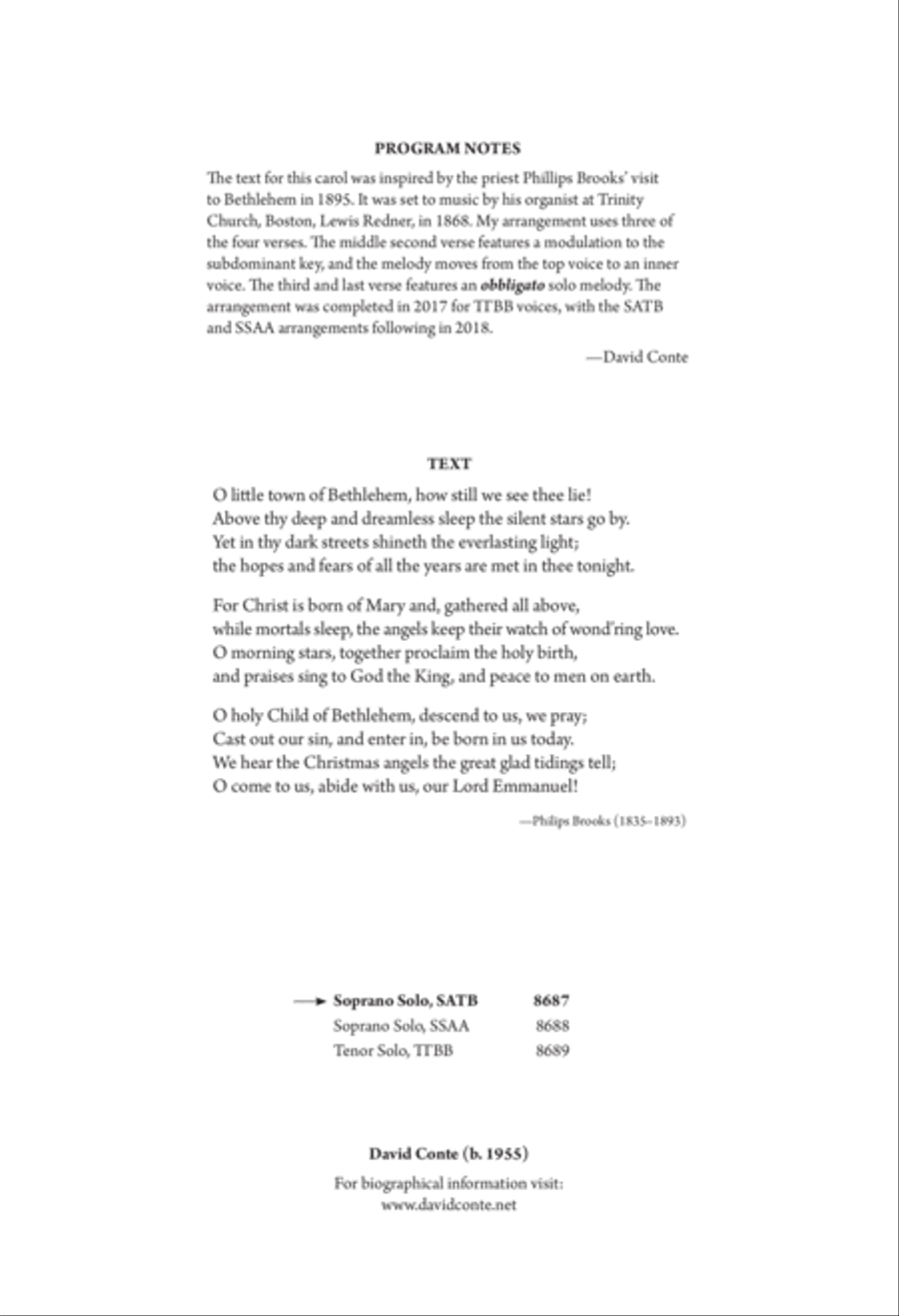 O Little Town of Bethlehem 4-Part scores gallery preview page 2
