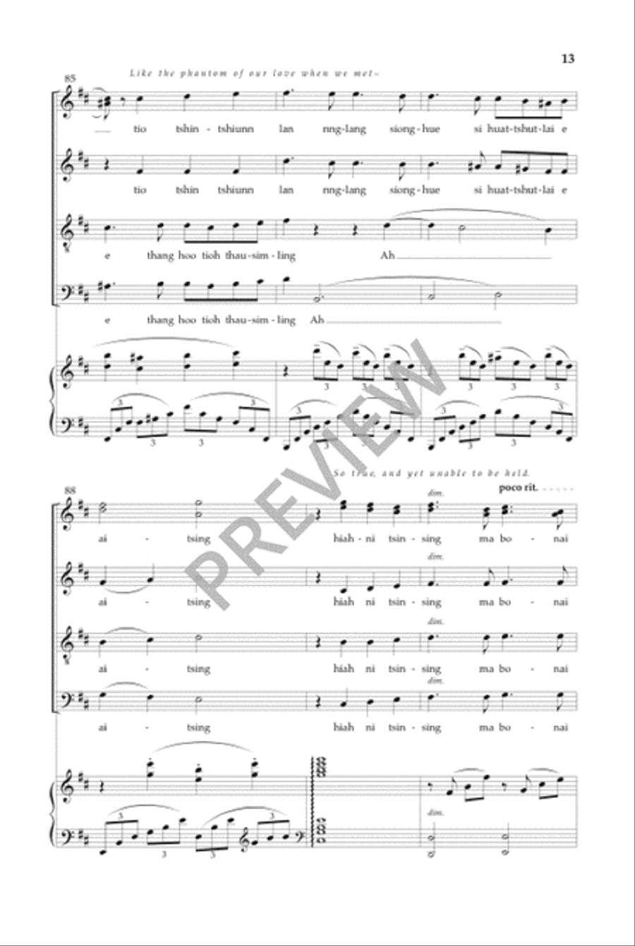Floating Moon on the Water (SATB) 4-Part scores gallery preview page 14