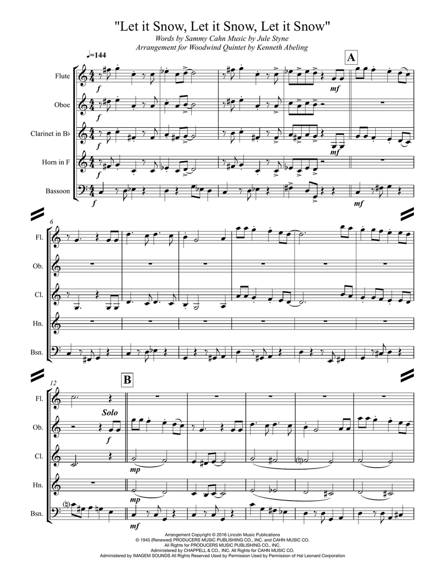 Let It Snow! Let It Snow! Let It Snow! Woodwind Quintet scores gallery preview page 2