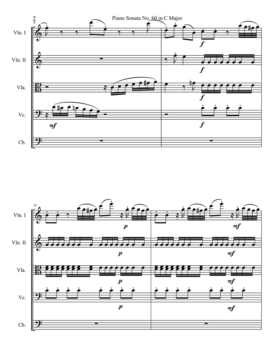 Piano Sonata in C major, Hob.XVI:50, Movement 1 String Orchestra scores gallery preview page 2