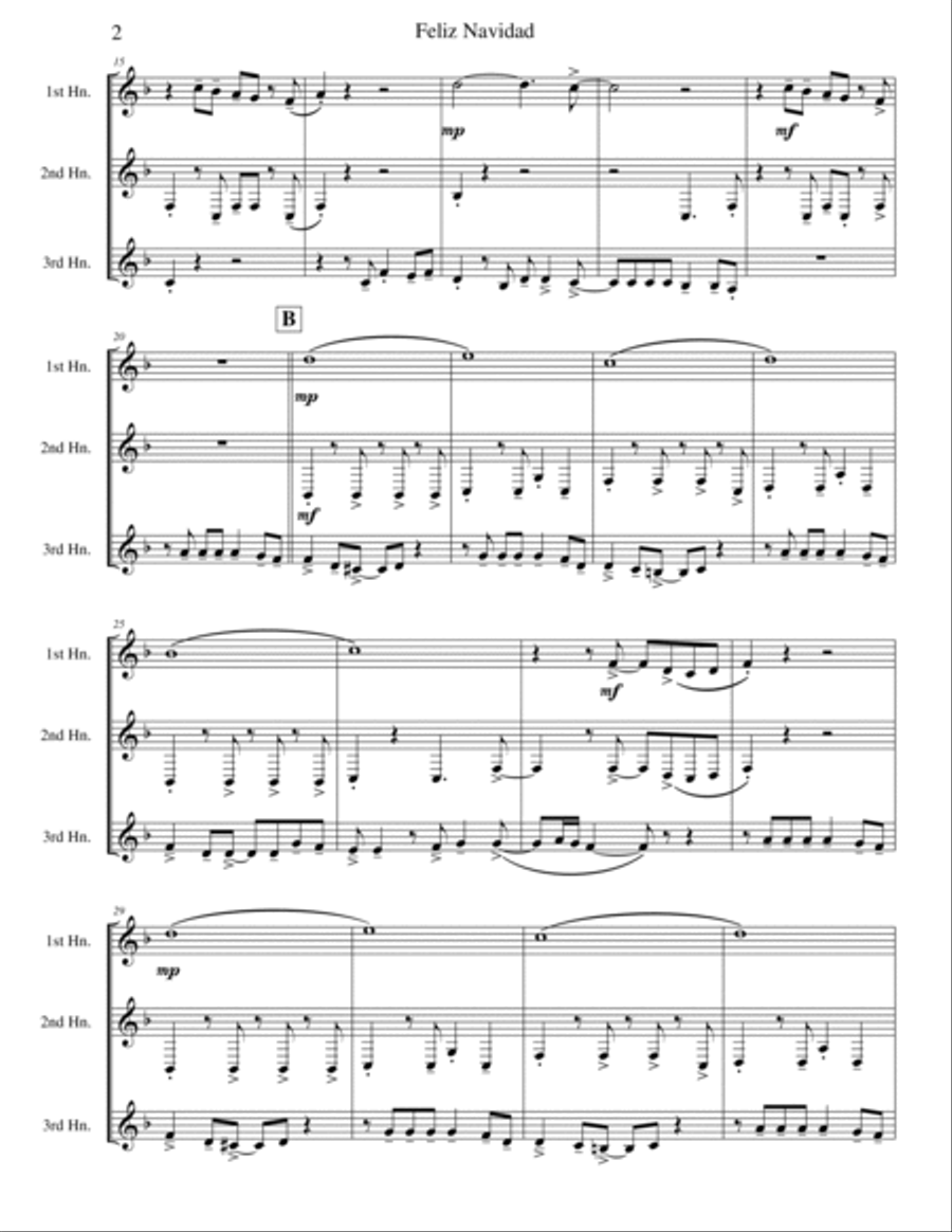 Feliz Navidad Brass Trio scores gallery preview page 2