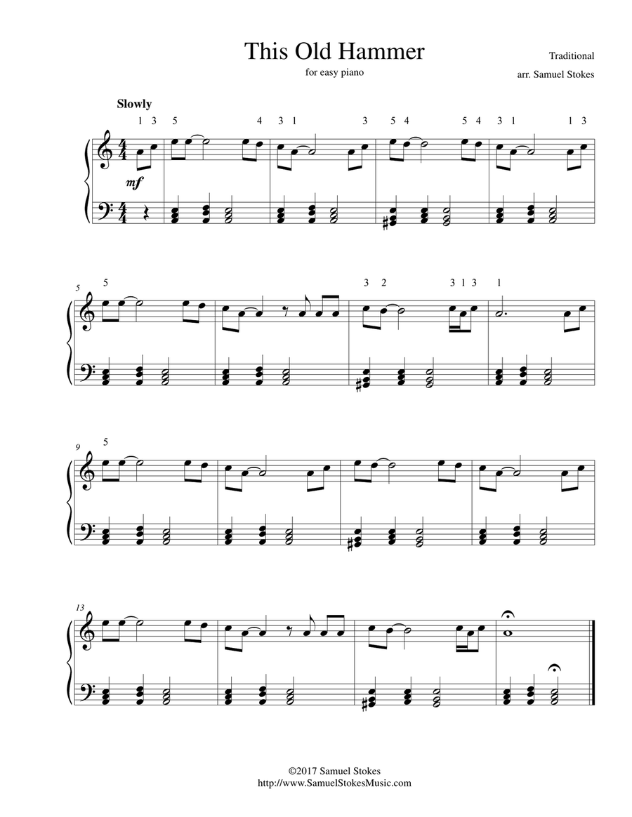 This Old Hammer (Killed John Henry) - for easy piano Easy Piano scores gallery preview page 1